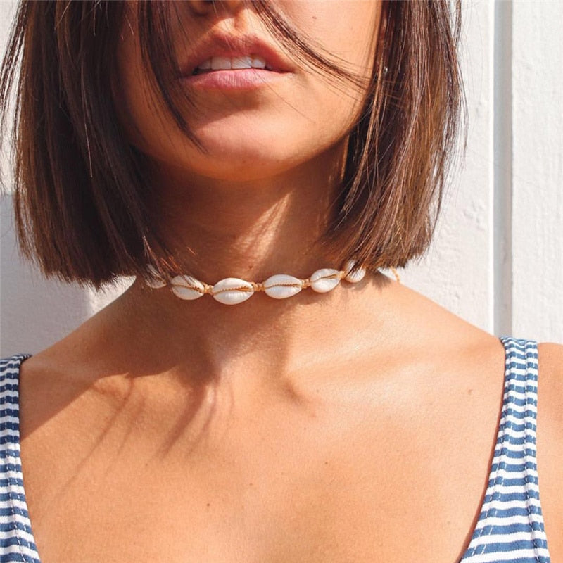 Rope Chain Natural Shell Choker