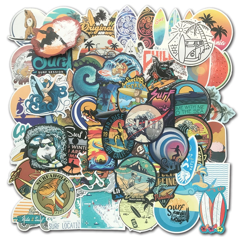 100PCS Cool Summer Beach Stickers