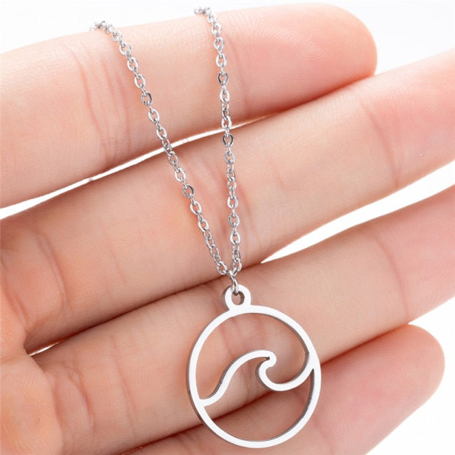 Jisensp Bohemian Wave Pendant Necklace