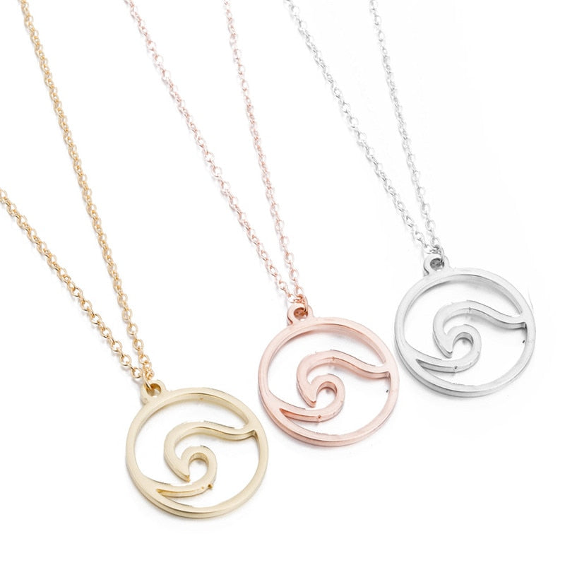 Jisensp Bohemian Wave Pendant Necklace