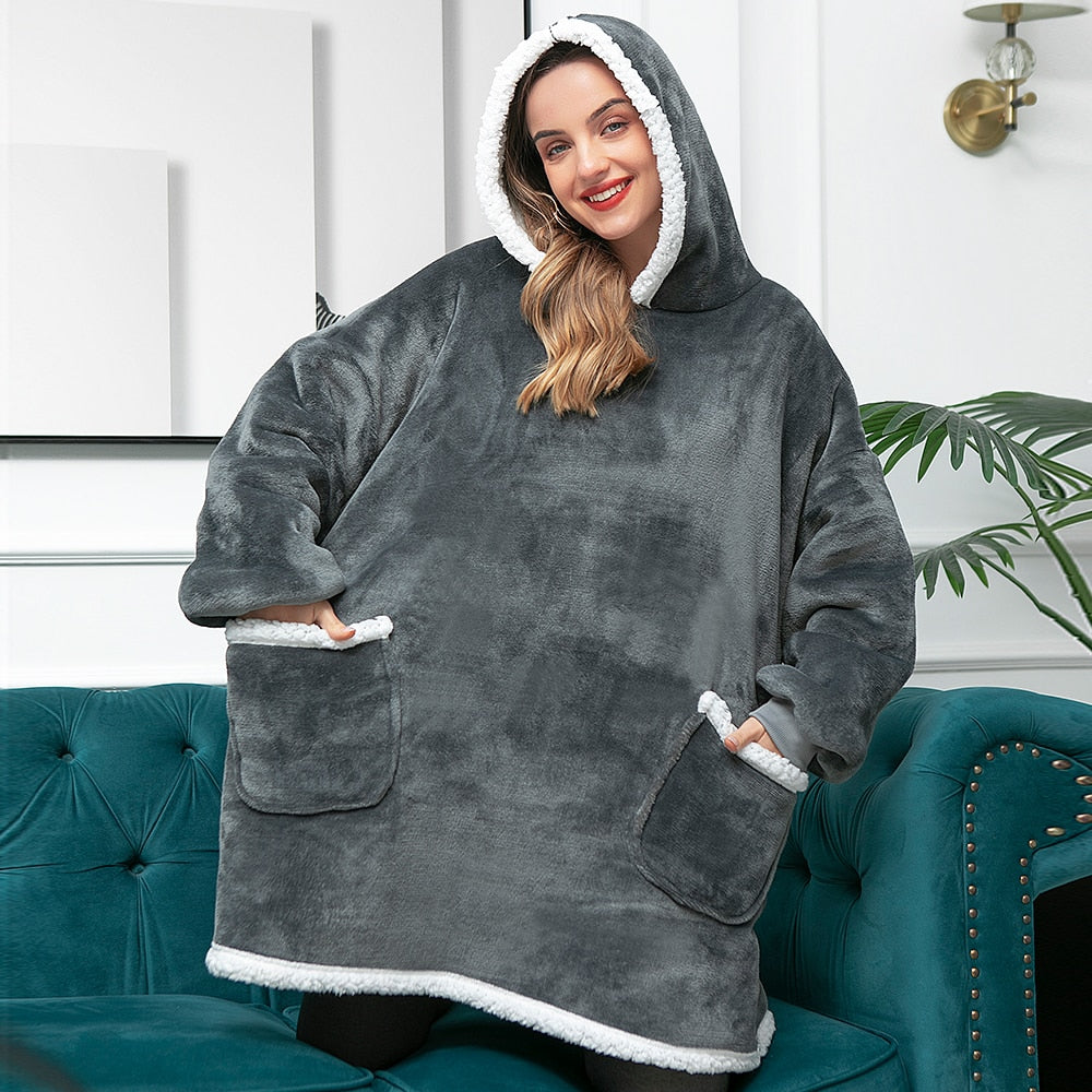 Long Flannel Blanket with Sleeves